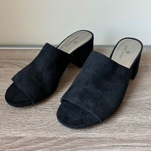 Worthington Black Suede Heeled Mules Womens Size 7
